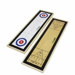 Yard Games Curling And Shuffleboard (2 In 1 Table Top Game With 8 Rolling Discs)