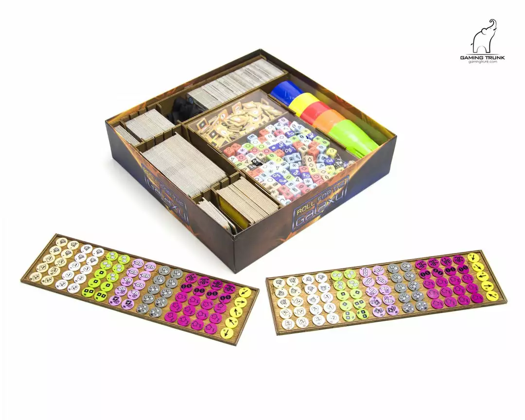 Gaming Trunk - Galactic Roll Organizer For Roll For The Galaxy (Walnut) 3 Gaming Trunk - Galactic Roll Organizer For Roll For The Galaxy (Walnut)