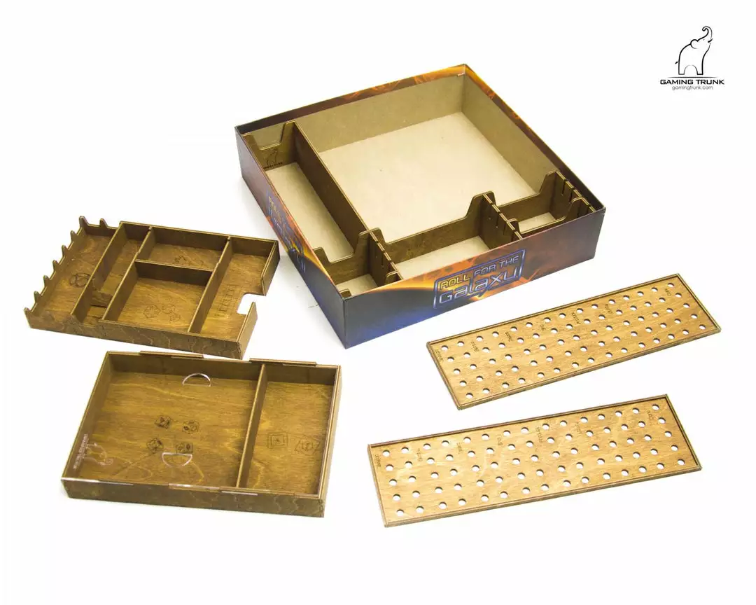 Gaming Trunk - Galactic Roll Organizer For Roll For The Galaxy (Walnut) 12 Gaming Trunk - Galactic Roll Organizer For Roll For The Galaxy (Walnut)