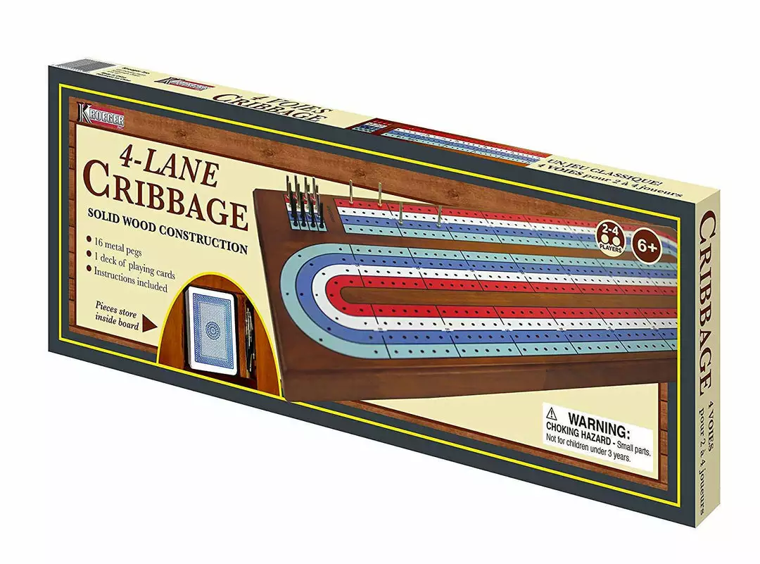 Kroeger Board Games Large - 4 Track Cribbage Board Game 1 Kroeger Board Games Large - 4 Track Cribbage Board Game