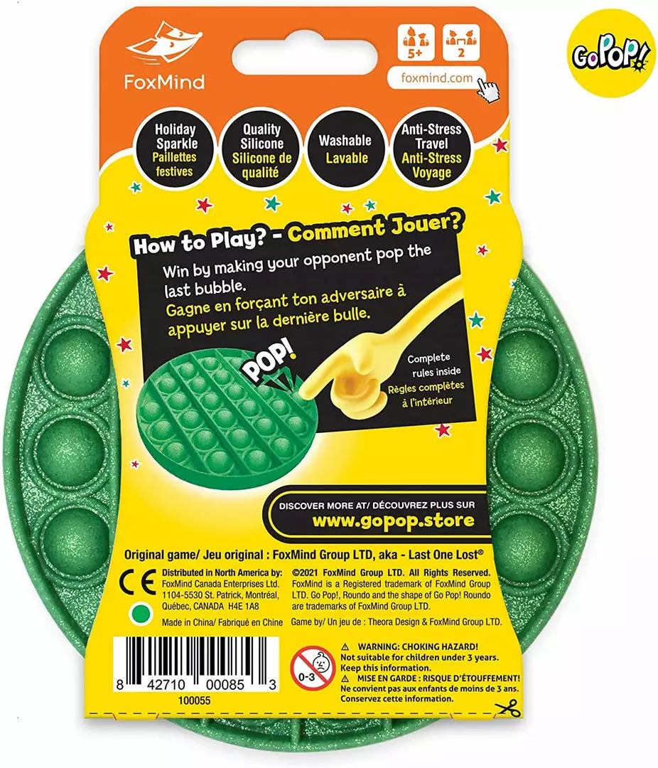 FoxMind Go Pop! Roundo Limited Edition: Green Glitter Best Selling Children Games 2 FoxMind Go Pop! Roundo Limited Edition: Green Glitter Best Selling Children Games