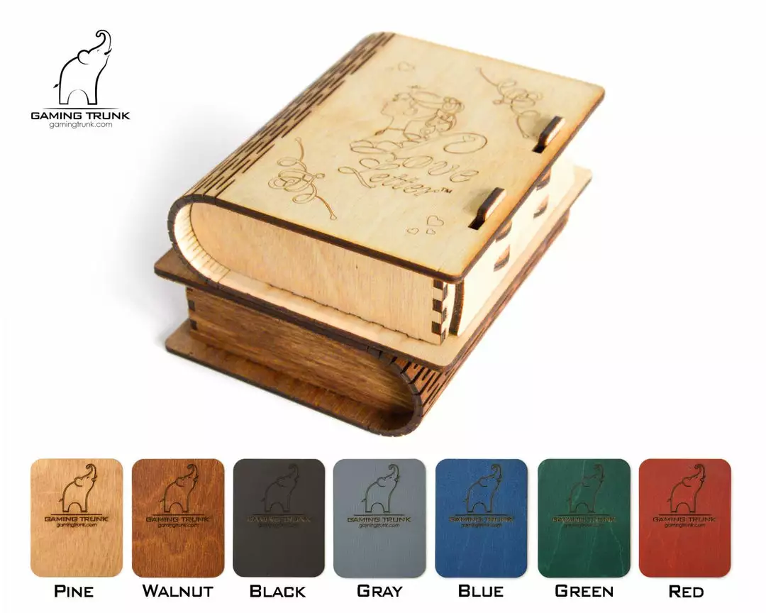 Gaming Trunk - Secret Letter Case And 14 Wooden Heart Tokens For Love Letter (Walnut) 2 Gaming Trunk - Secret Letter Case And 14 Wooden Heart Tokens For Love Letter (Walnut)