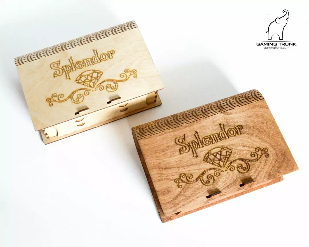 Gaming Trunk - Splendid Box For Sleeved Cards, For Splendor Plus Nobles Promo Tiles Case (Walnut) 4 Gaming Trunk - Splendid Box For Sleeved Cards, For Splendor Plus Nobles Promo Tiles Case (Walnut)