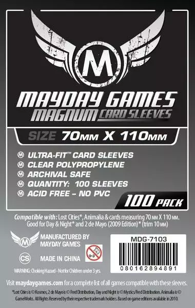 Mayday Games May 30-Jun 5, 2022 Mayday Sleeves - Magnum Ultra-Fit "Lost Cities" Card Sleeves (100 Pack Standard Protection) 1 Mayday Games May 30-Jun 5, 2022 Mayday Sleeves - Magnum Ultra-Fit "Lost Cities" Card Sleeves (100 Pack Standard Protection)