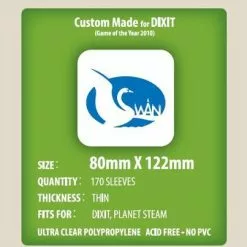 SWAN Sleeves - Card Sleeves (80 X 122 Mm) - 170 Pack, Thin Sleeves - Dixit, Planet Steam